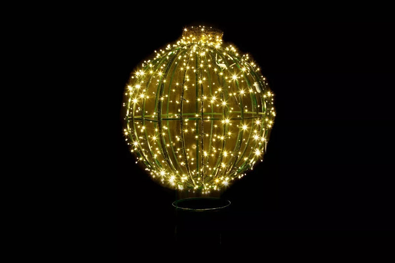 Bola De Natal 3d Verde De Led 1,05m C/ Suporte Jardim/piso